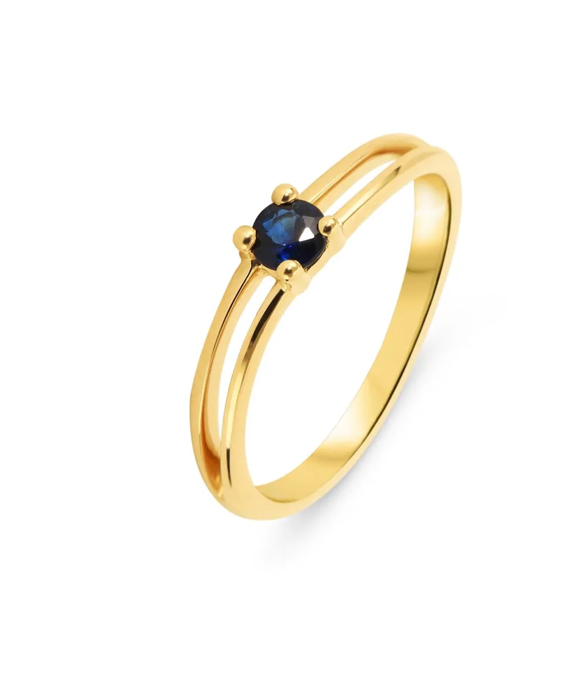 Bague Saphir Bleu Rond 3.5mm en Or Jaune 750 pour femme - Bijoux Trabbia Vuillermoz